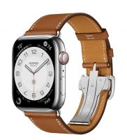 Часы Apple Watch Hermès Series 9 GPS + Cellular 45mm Silver Stainless Steel Case with Fauve Barénia Leather Single Tour Deployment Buckle