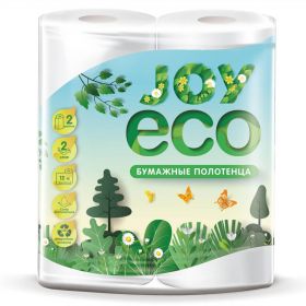 Полотенца бумажные "Joy Eco" белые 2 рулона по 12 м в пачке /12