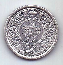 1/4 рупии 1917 Индия AUNC Великобритания