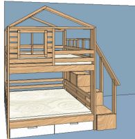 Кровать двухъярусная Домик Roof №48, различные цвета и размеры