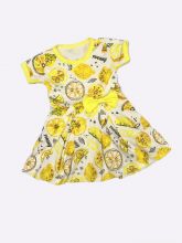 Платье интерлок-пенье "Фламинго", рукав короткий, цвет желтый лимоны