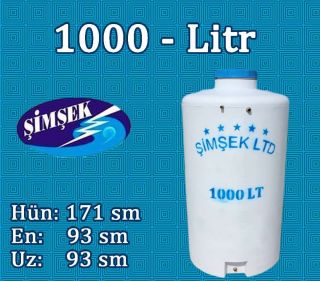 Su çəni 1000 litr Şimşek - 1(bir) tonluq su bakı h=171