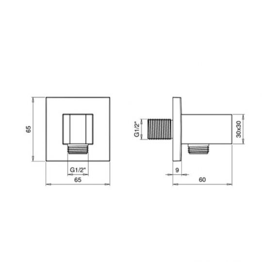 Подключение для душевого шланга ALMAR SQUARE E095010.CR ФОТО