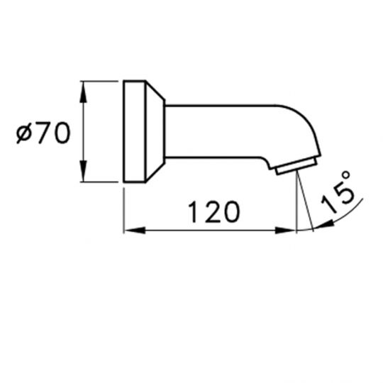 Настенный излив для ванны 0/251 длина 120мм Stella Box схема 2