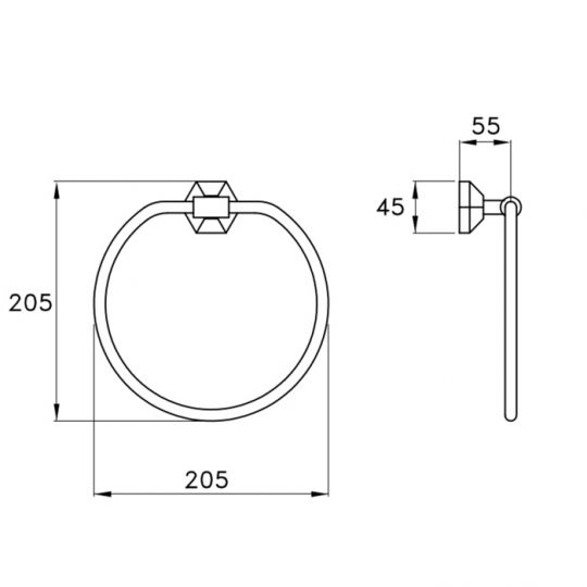 Полотенцедержатель Stella Eccelsa кольцо подвесной 20.5см. 603 схема 2
