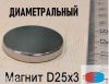 Магнит диск 25х3 (диаметральный)