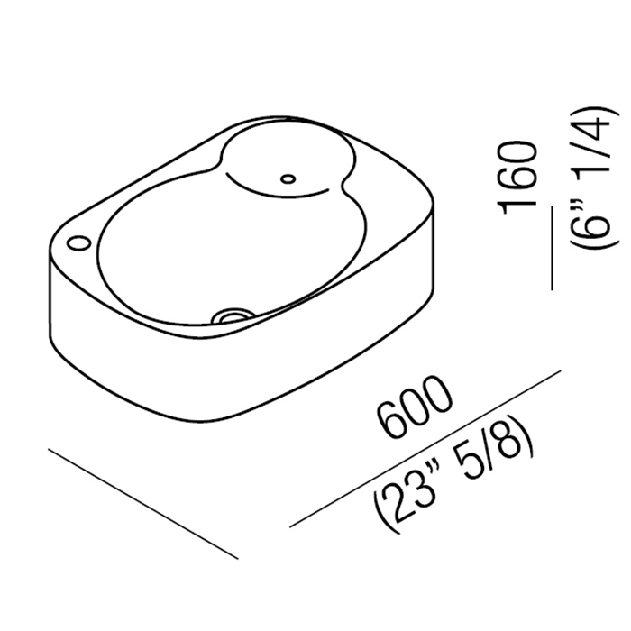 Раковина Agape Nivis 60x45x16 см 1 отв. цвет: белый схема 2