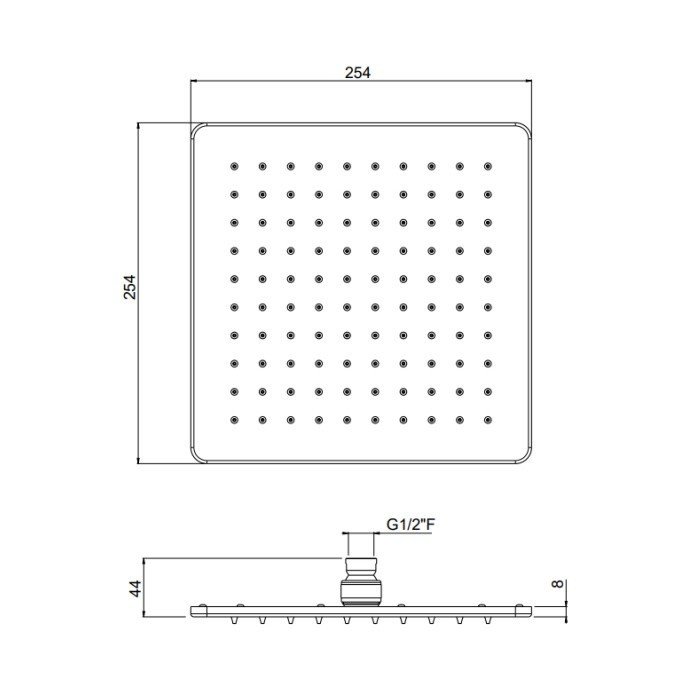 Верхний душ 250х250 мм  Carimali OttoMillimetri 8MM0005CRX схема 2