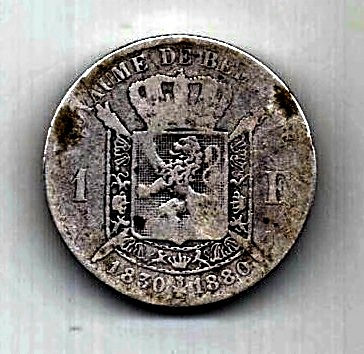 1 франк 1880 Бельгия Редкость