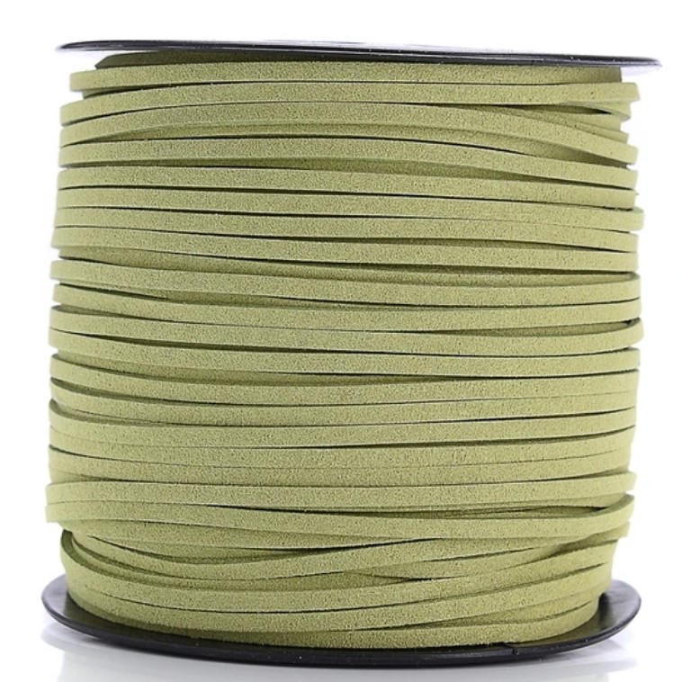 Шнур замшевый (алькантара)  2 мм ветло-зеленый хаки 1 метр в упаковке (SV.SH-02.04)