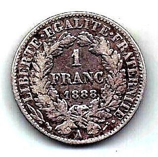1 франк 1888 Франция XF