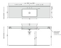 Столешница под раковину Flaminia Fly e Flymax 55х100-250 FY75SP схема 2