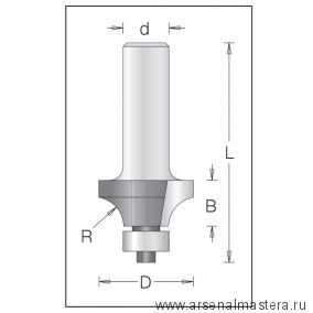 Концевая радиусная кромочная фреза для снятия фасок D 28,6 мм B 13,5 мм L 61 мм d 12 мм 8 мм DIMAR 1550929