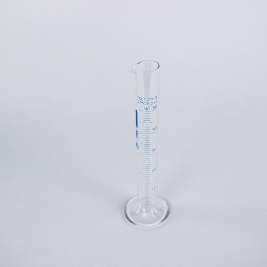 Цилиндр мерный 1-50-2, 50 мл, со стеклянным основанием, с носиком, (ГОСТ 1770-74)