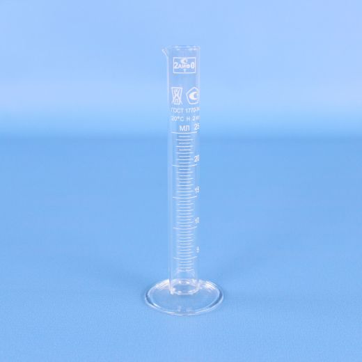 Цилиндр мерный 1-25-2, 25 мл, со стеклянным основанием, с носиком, (ГОСТ 1770-74)