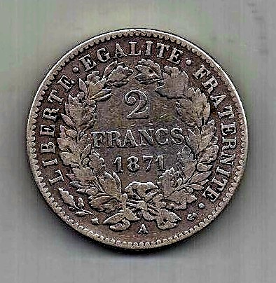 2 франка 1871 Франция