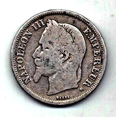 2 франка 1869 Франция ВВ Редкость