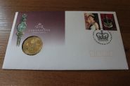 Австралия Набор "Золотой юбилей коронации Елизаветы II" 2 марки + монета 50 центов 2003 год Proof