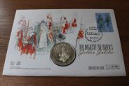 Фолклендские острова Набор "50 лет правлению Королевы Елизаветы II" марка + монета 50 пенсов 2002 год Proof