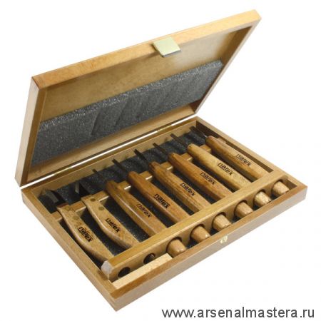 ЛЕТОМ ВЫГОДНЕЕ! Набор ПРОФИ из 6 стамесок для миниатюр и 2 ножей Narex PROFI в деревянной коробке 869010