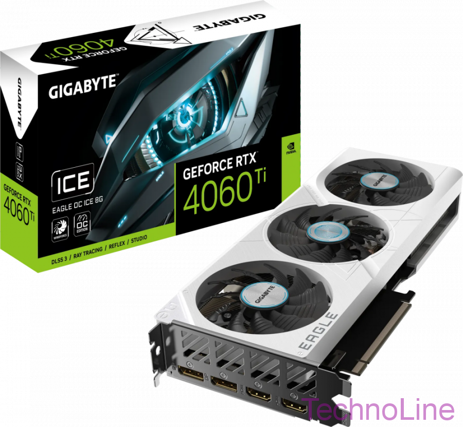 Видеокарта GeForce RTX 4060Ti 8Gb Gigabyte GV-N406TEAGLEOC ICE-8GD