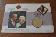 Остров Мэн Набор "Королева Елизавета II и Принц Филипп" марка + монета 1 крона 2011 год Proof