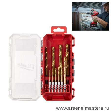 Новинка! Набор сверл по металлу 10 единиц RED HEX - SHOCKWAVE HSS-TiN Shockwave HSS-G Tin Red Hex Set - 10 pc MILWAUKEE 4932493865