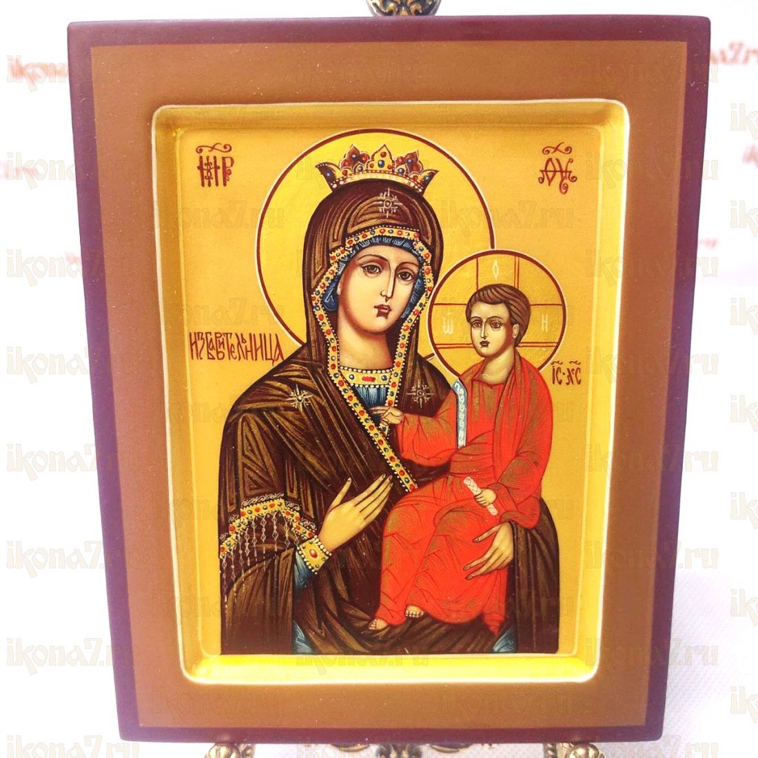 Избавительница икона Божией Матери 13х16 (рукописная икона с золочением и ковчегом)