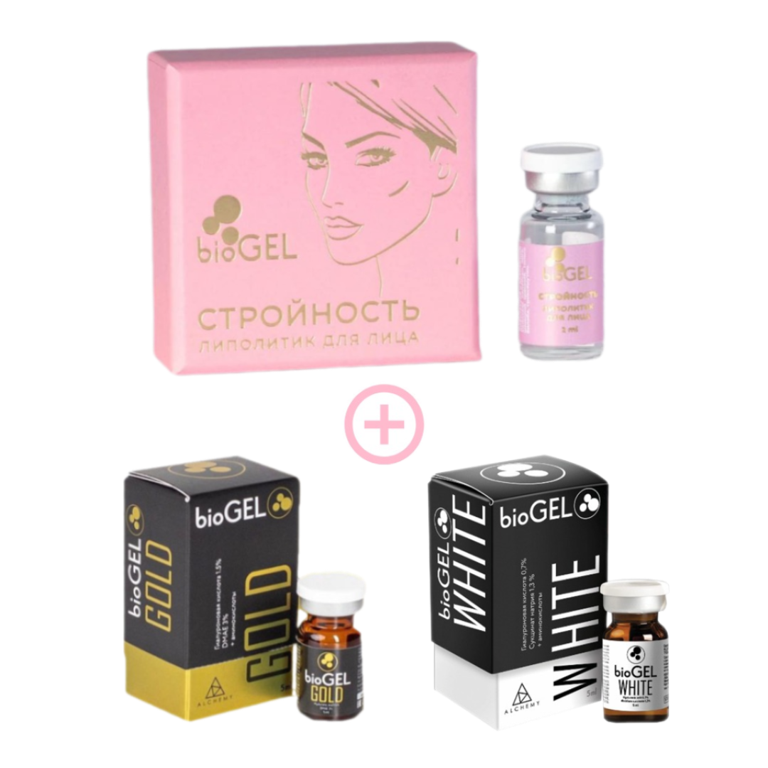 Set bioGEL Стройность (3фл: СТРОЙНОСТЬ, GOLD, WHITE), 12 мл