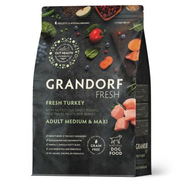 GRANDORF Fresh Dog Adult Med&Maxi Turkey&Sweet Potato (Свежее мясо индейки с бататом для собак средних и крупных пород)