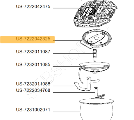 Рефлектор  крышки мультиварки TEFAL (Тефаль)  модели RK905A32/79A. Артикул US-7222042325.