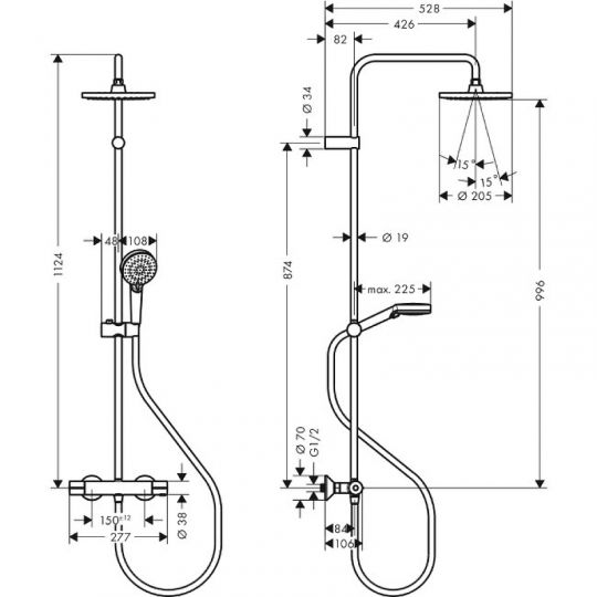 Душевая система Hansgrohe Vernis Shape Showerpipe 26318000 с термостатом хром ФОТО