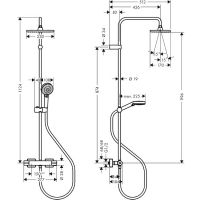 Душевая система Hansgrohe Vernis Shape Showerpipe 26286670 с термостатом черный матовый схема 4