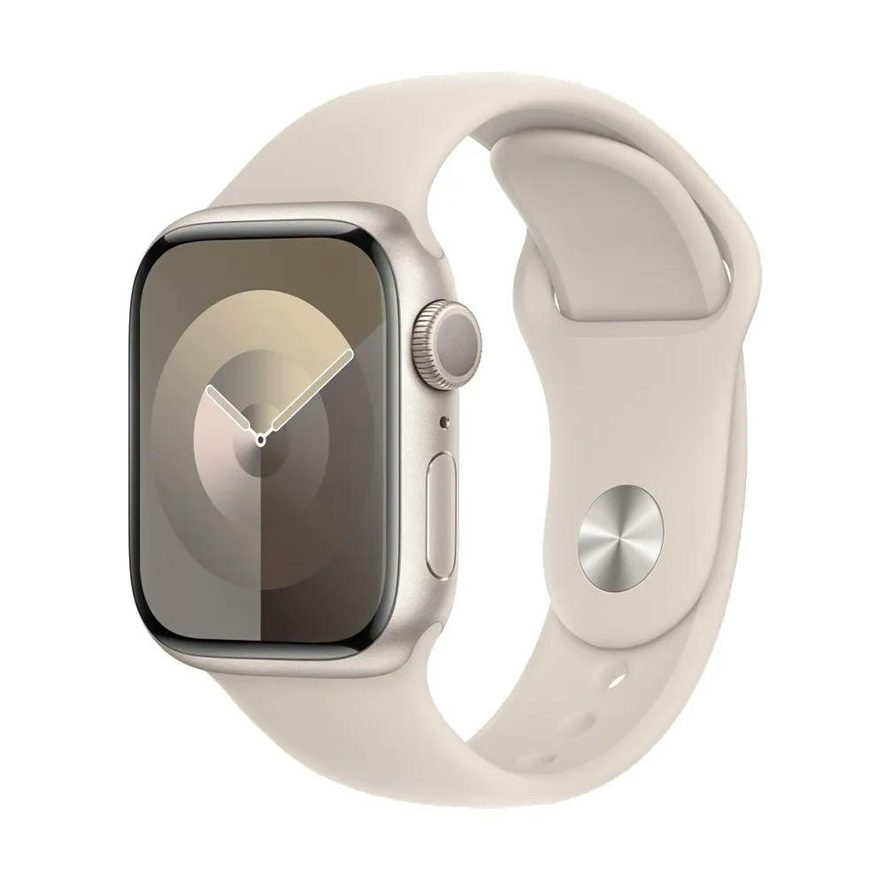 Apple Watch Series 9 41mm (GPS) Starlight Aluminum Case with Starlight Sport Band (S/M) (MR8T3)