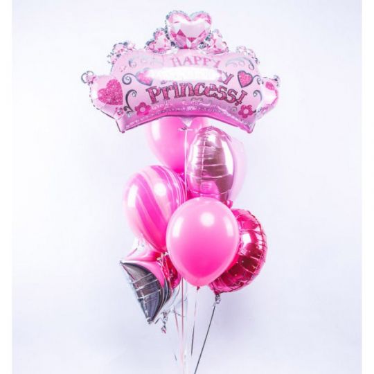 Фонтан Корона розовый из шаров с гелием