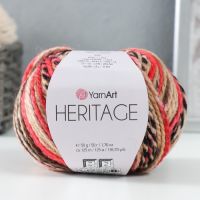 Пряжа "Heritage" 75% акрил, 25% шерсть 125м/50гр (338 алый-чёрный-бежевый)