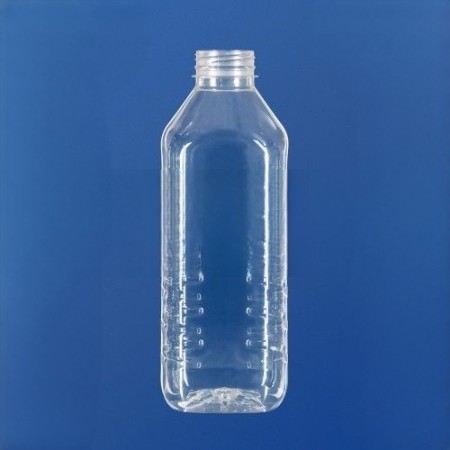 Бутылка 1000 мл, горло 38/415 мм, ПЭТ, квадратная, ребристая, прозрачная, без крышки, 54 шт/упак