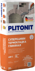 Раствор Plitonit СуперКамин ТермоКладка Глиняная 20кг Серый, Термостойкий для Кладки / Плитонит