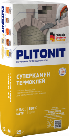 Клей Термостойкий Plitonit СуперКамин ТермоКлей 25кг с Армирующими Волокнами / Плитонит