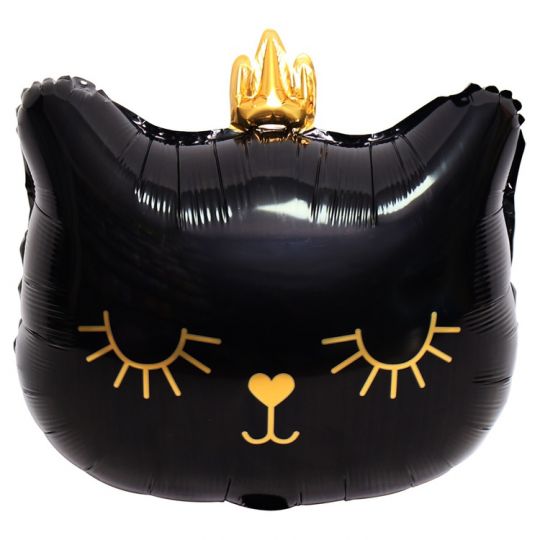 Котенок принцесса глянцевый чёрный шар фольгированный с гелием