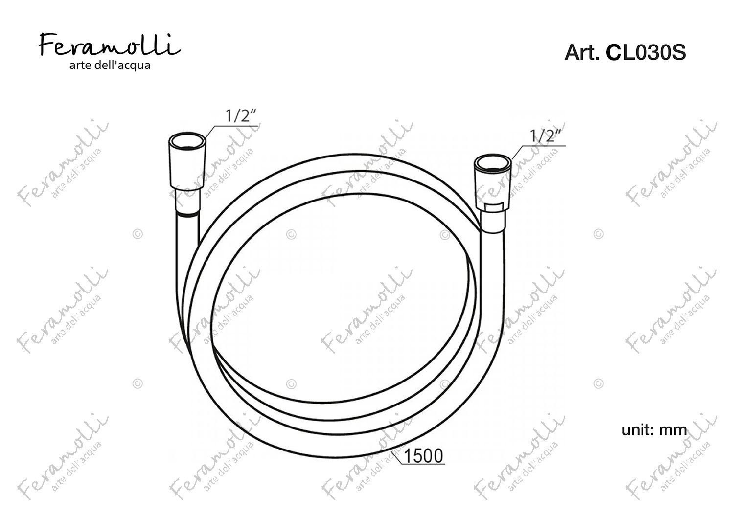 Шланг для душа ПВХ Feramolli CL030S (1500мм.), хром схема 2