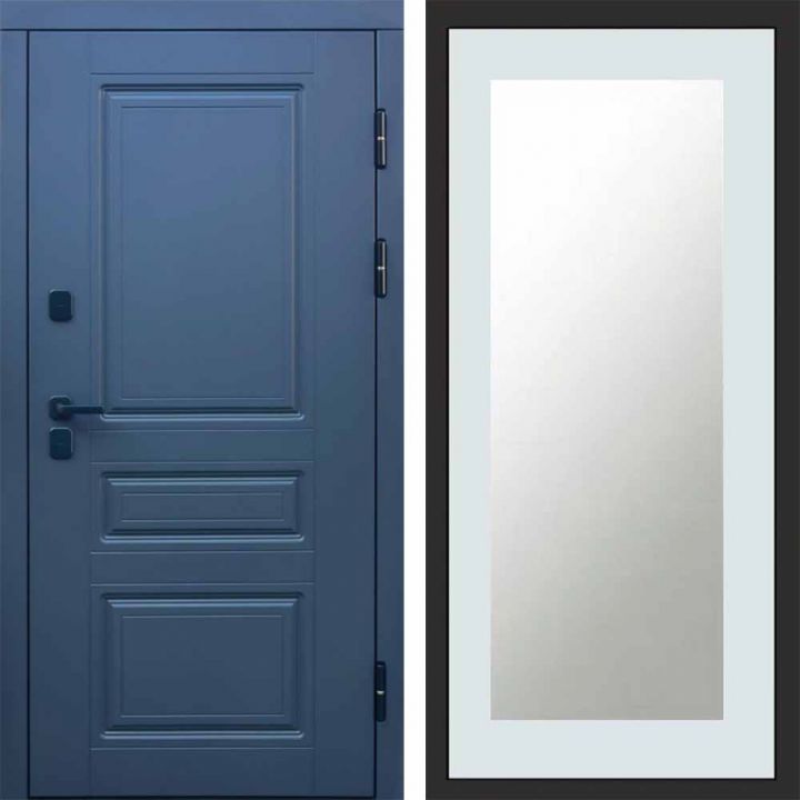 Входная дверь Termo-door Орегон Графит Зеркало Триумф Белый Софт с терморазрывом Металлическая
