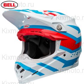 Шлем Bell Moto-9S Flex Banshee, Бело-сине-красный