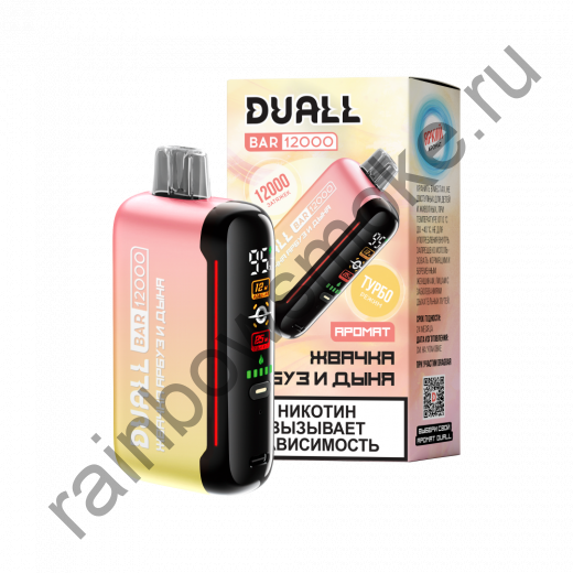 Одноразовая ЭС Duall Bar 12000 - Жвачка Арбуз Дыня (Gum Watermelon Melon)