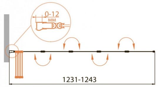 Шторка на ванну CEZARES RELAX-V-5-120/140-C-Bi профиль серый схема 2