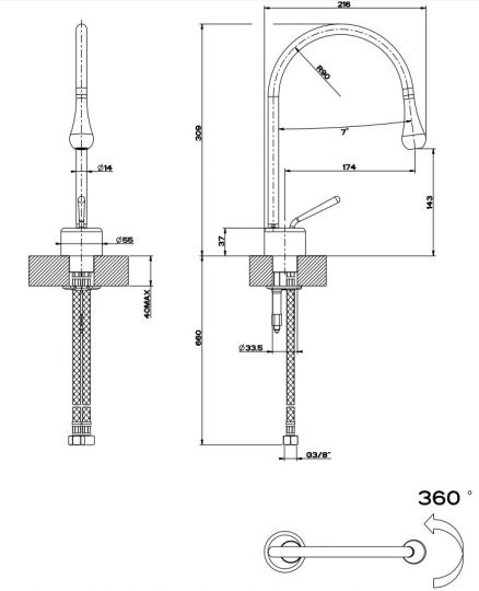 Gessi Goccia смеситель для раковины 33601031 хром схема 1