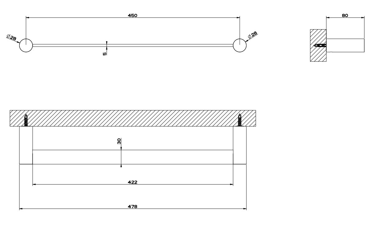 Gessi 316 Полотенцедержатель 45 см 54800239 сталь браш схема 1