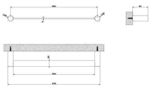 Gessi 316 Полотенцедержатель 45 см 54800239 сталь браш схема 1