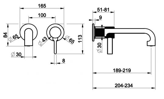 Встраиваемый смеситель для раковины Gessi Inciso 58088299 черный матовый ФОТО