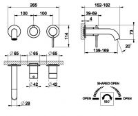 Смеситель для ванны/душа Gessi 316 54140239 сталь браш схема 1